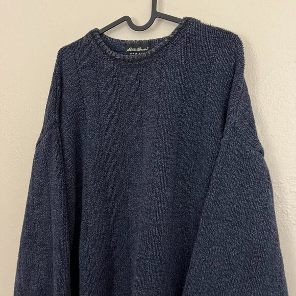navy blue vintage 90s chunky cotton acrylic knit sweater essential basic skate - Picture 4 of 8